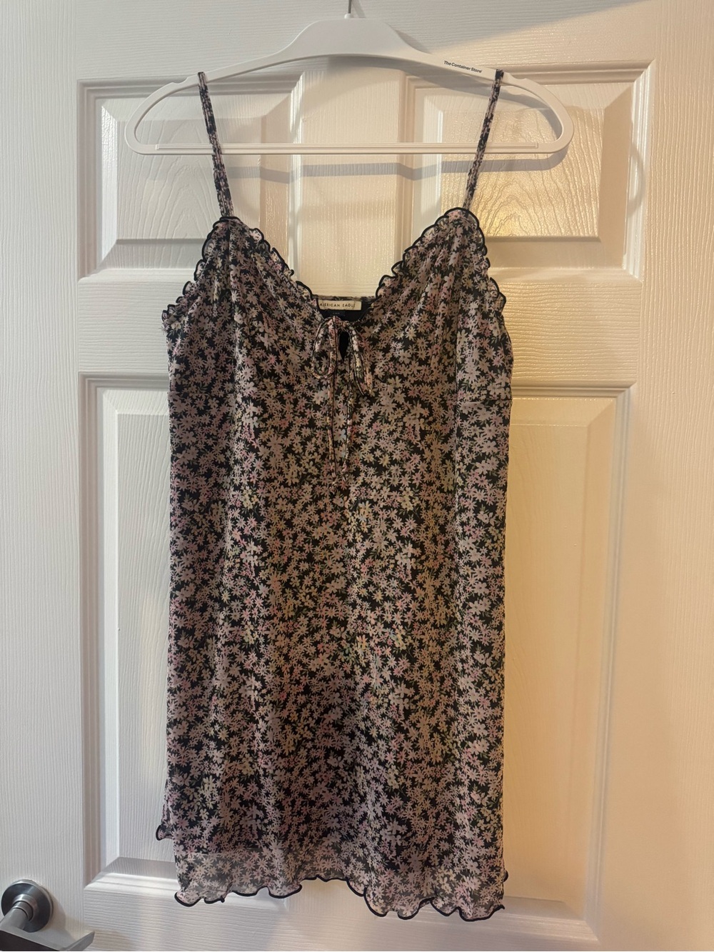 American Eagle Outfitters Black & Pink Floral Mesh Mini Dress
